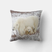 Polaire Beren vrouw en twee cubs Kussen (Achterkant)