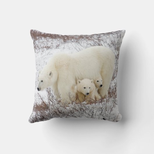 Polaire Beren vrouw en twee cubs Kussen (Achterkant)