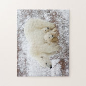 Polaire Beren vrouw en twee cubs Legpuzzel (Verticaal)