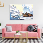 Polaire Beren, walrus en zeehonden Canvas Afdruk (Insitu (Woonkamer))