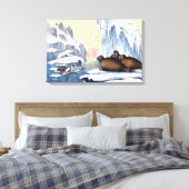 Polaire Beren, walrus en zeehonden Canvas Afdruk (Insitu (Slaapkamer))
