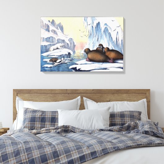 Polaire Beren, walrus en zeehonden Canvas Afdruk (Insitu (Slaapkamer))