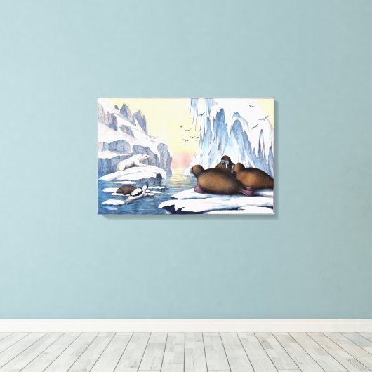 Polaire Beren, walrus en zeehonden Canvas Afdruk (Insitu (Houten vloer))