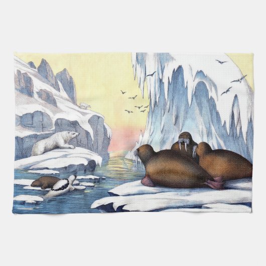 Polaire Beren, walrus en zeehonden Theedoek (Horizontaal)
