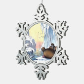 Polaire Beren, walrus en zeehonden Tin Sneeuwvlok Ornament (Rechts)