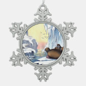 Polaire Beren, walrus en zeehonden Tin Sneeuwvlok Ornament (Voorkant)