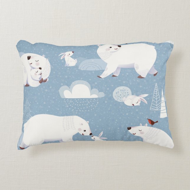 Polaire Beren Winter  Accent Kussen (Voorkant)