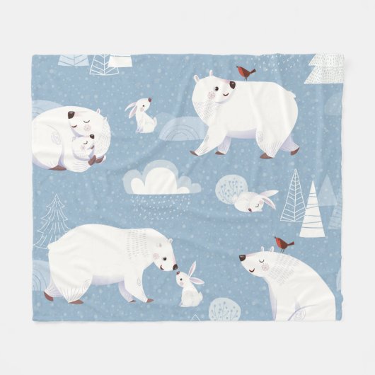 Polaire Beren Winter Fleece Deken (Voorkant (Horizontaal))