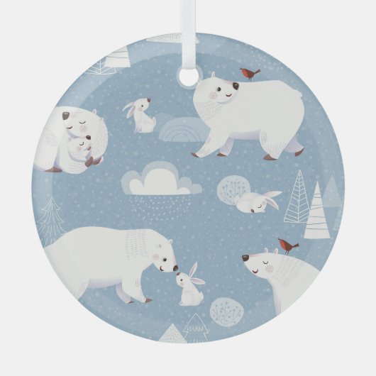 Polaire Beren Winter  Glas Ornament (Voorkant)