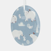 Polaire Beren Winter  Glas Ornament (Voorkant links)