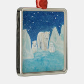 Polaire Beren & Winterlandschap Metalen Ornament (Rechts)