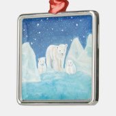 Polaire Beren & Winterlandschap Metalen Ornament (Links)