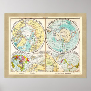 Polaire kaart voor de Duitse taal Poster