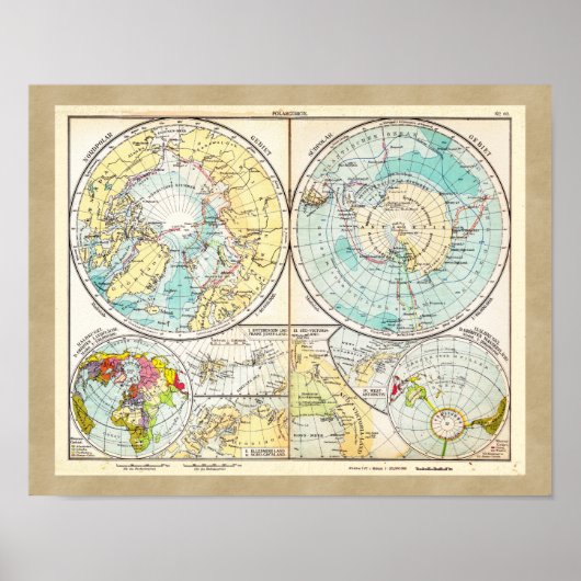 Polaire kaart voor de Duitse taal Poster (Voorkant)