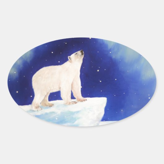 Polaire lichten ovale sticker (Voorkant)