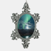 Polaire lichten, volle maan tin sneeuwvlok ornament (Links)