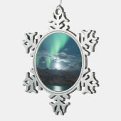 Polaire lichten, volle maan tin sneeuwvlok ornament (Rechts)