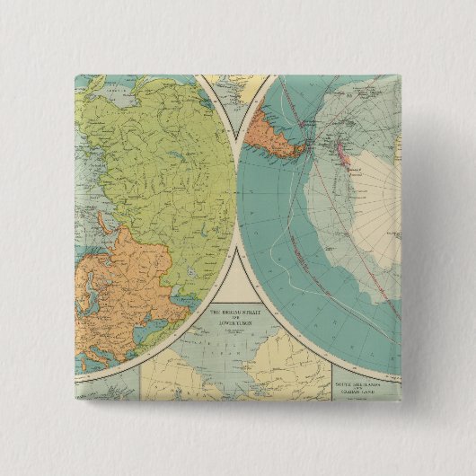 Polaire regio's vierkante button 5,1 cm (Voorkant)