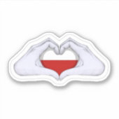 Poland Flag Heart Hands Decal Sticker (Voorkant)