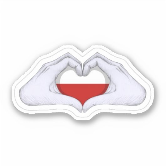 Poland Flag Heart Hands Decal Sticker (Voorkant)