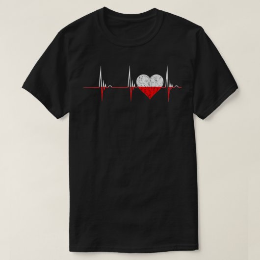 Poland Heart Polish Heartbeat EKG Pulse Polska Roo T-shirt (Design voorkant)