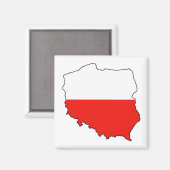 Poland Map-Flag Magneet (Voorkant / Achterkant)