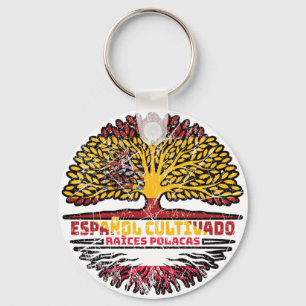 Poland Polish Spain Spanish Tree Roots Flag Sleutelhanger