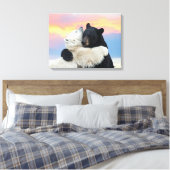 Polar and Black bear hugging Canvas Afdruk (Insitu (Slaapkamer))