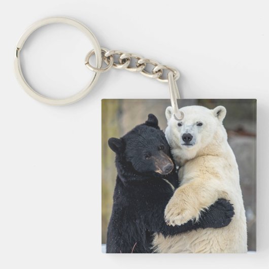 Polar and Black bears hugging Sleutelhanger (voorkant)