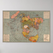 Polar Azimuthal Equidistant Flat Earth Luchtkaart Poster (Voorkant)