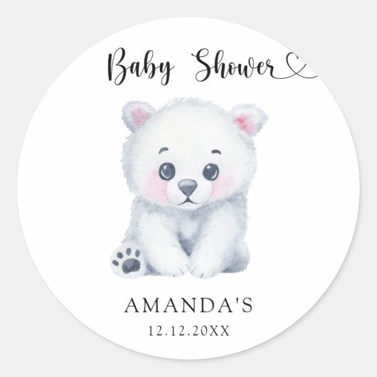 Polar baby beer - Baby shower Ronde Sticker (Voorkant)