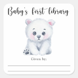 Polar baby beer - baby's eerste bibliotheek vierkante sticker