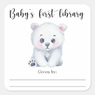 Polar baby beer - baby's eerste bibliotheek vierkante sticker