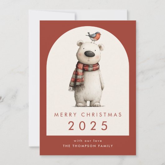 Polar Bear 2026 Calendar Merry Christmas Feestdagenkaart (Voorkant)