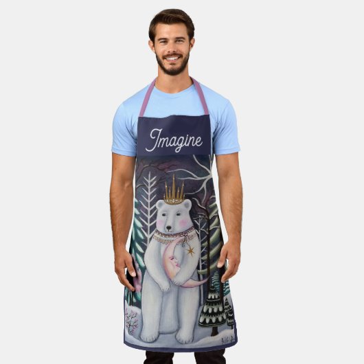 Polar Bear and Moon Winter Whimsical Art Schort (Gedragen)