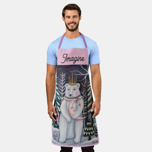 Polar Bear and Moon Winter Whimsical Art Schort (Gedragen)