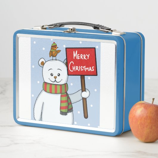 Polar Bear and Robin Christmas Greeting (In situ)