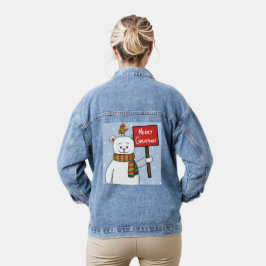 Polar Bear and Robin Christmas Greeting Denim Jacket