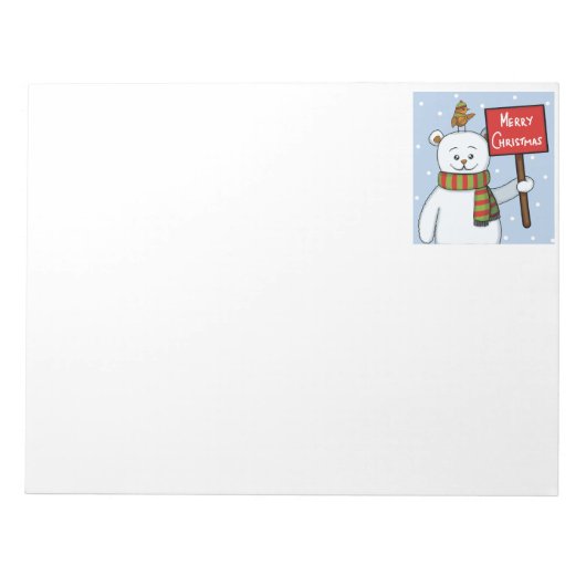 Polar Bear and Robin Christmas Greeting Notitieblok (Voorkant)