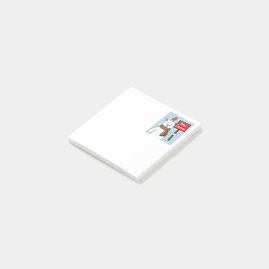 Polar Bear and Robin Christmas Greeting Post-it® Notes (Schuin)