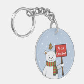 Polar Bear and Robin Christmas Greeting Sleutelhanger (Voorkant Links)