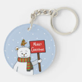 Polar Bear and Robin Christmas Greeting Sleutelhanger (Achterkant)