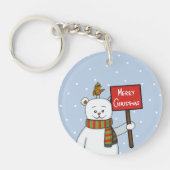 Polar Bear and Robin Christmas Greeting Sleutelhanger (Voorkant)