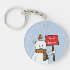 Polar Bear and Robin Christmas Greeting Sleutelhanger