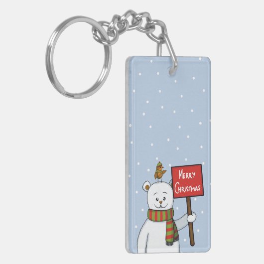 Polar Bear and Robin Christmas Greeting Sleutelhanger (Voorkant Links)