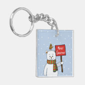 Polar Bear and Robin Christmas Greeting Sleutelhanger (Voorkant Links)
