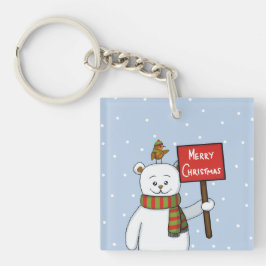 Polar Bear and Robin Christmas Greeting Sleutelhanger