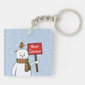 Polar Bear and Robin Christmas Greeting Sleutelhanger (Achterkant)