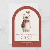 Polar Bear and Robin Merry Christmas Arch Feestdagenkaart (Voorkant)