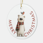 Polar Bear and Robin Merry Christmas Keramisch Ornament (Links)
